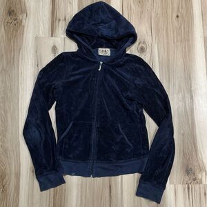 Juicy Couture Vintage Velour Y2K Navy Blue Zip Up Jacket Women’s Medium
